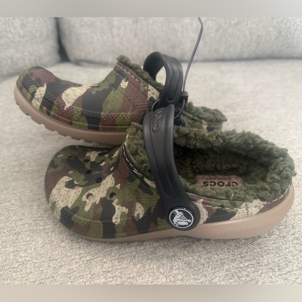 NWOT Rare Color Crocs 203508 Classic Graphic Lined Clog Camouflage Kids C10